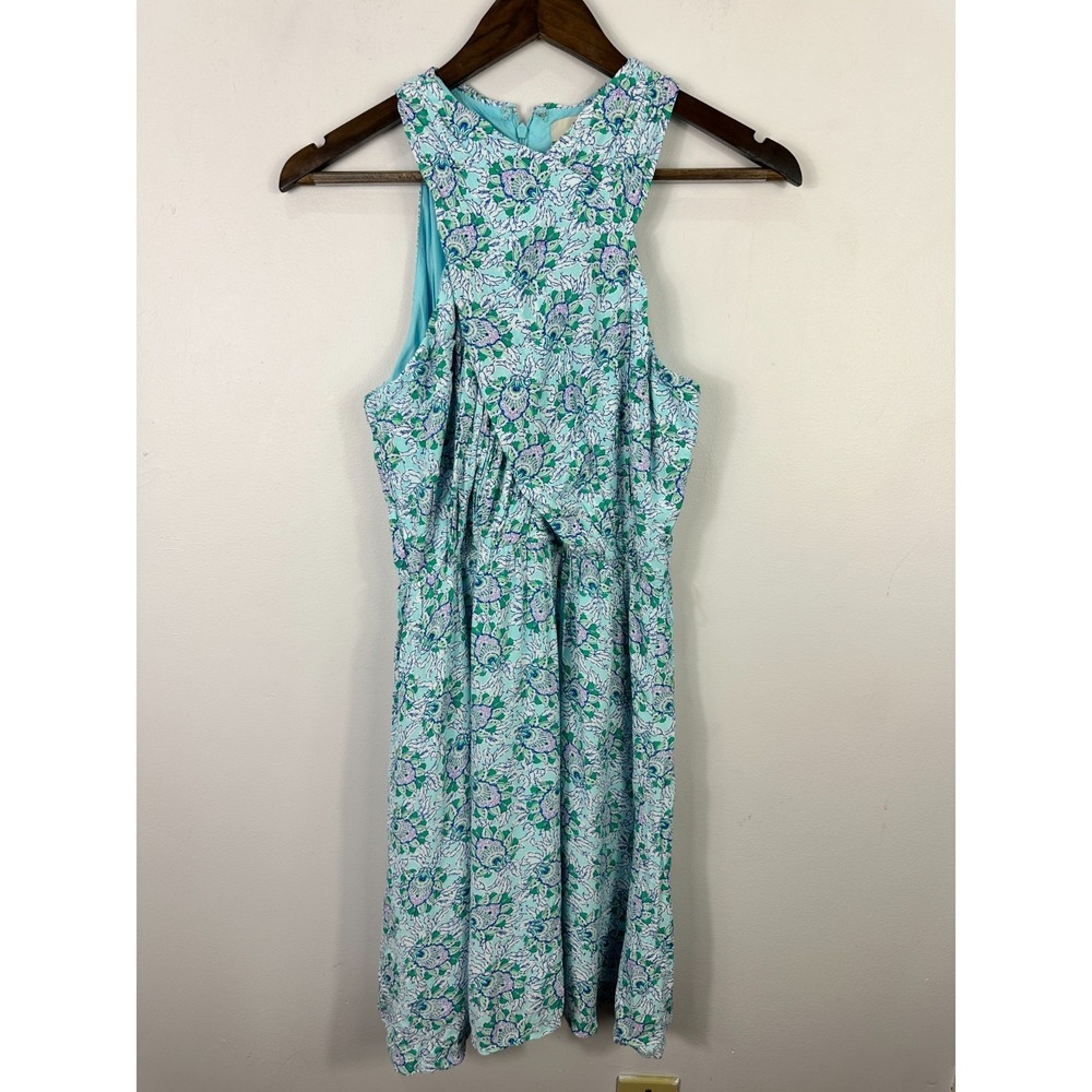 LOFT Mini Dress Women 2P Blue Floral Paisley Halter Sleeveless Boho Summer NWT‎